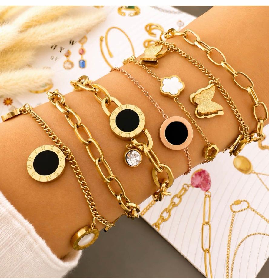 Pulsera tennis de cristales blancos en oro laminado