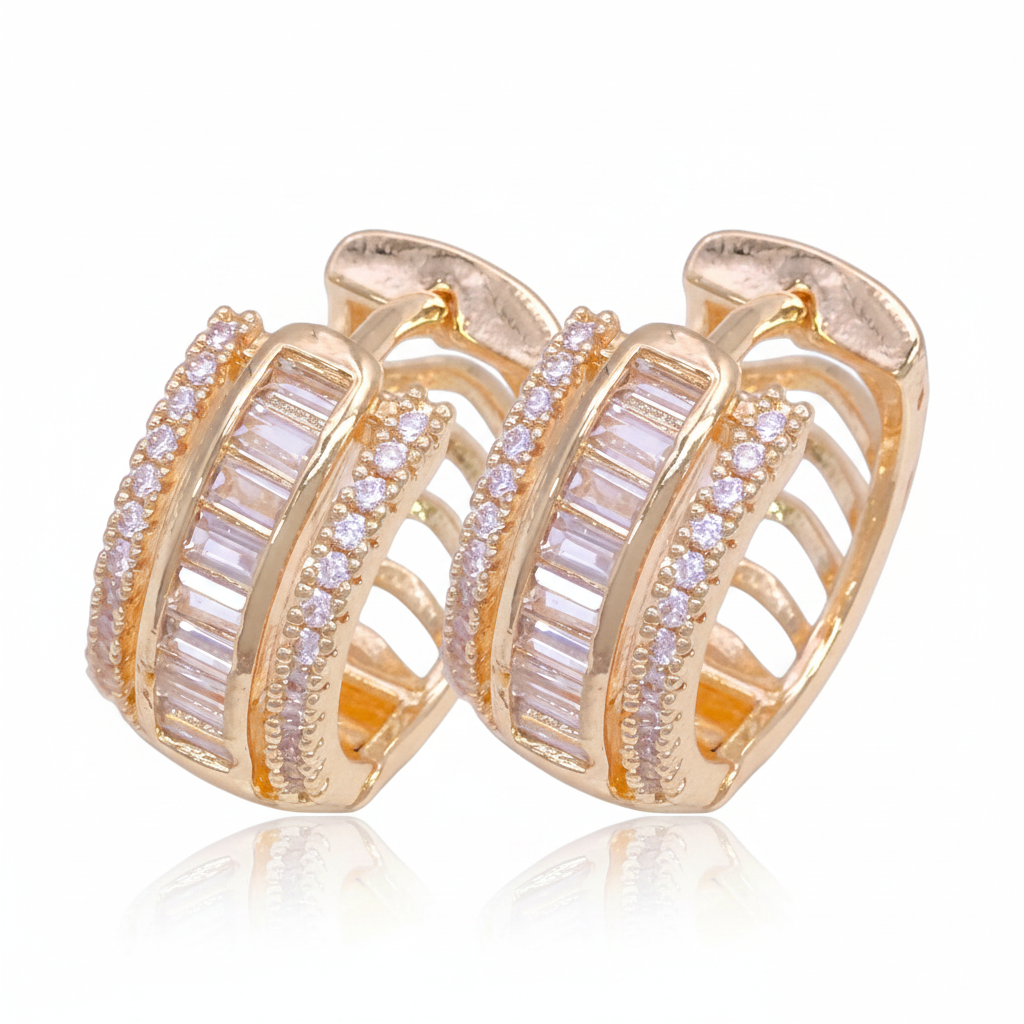 Aretes dorados con cristales